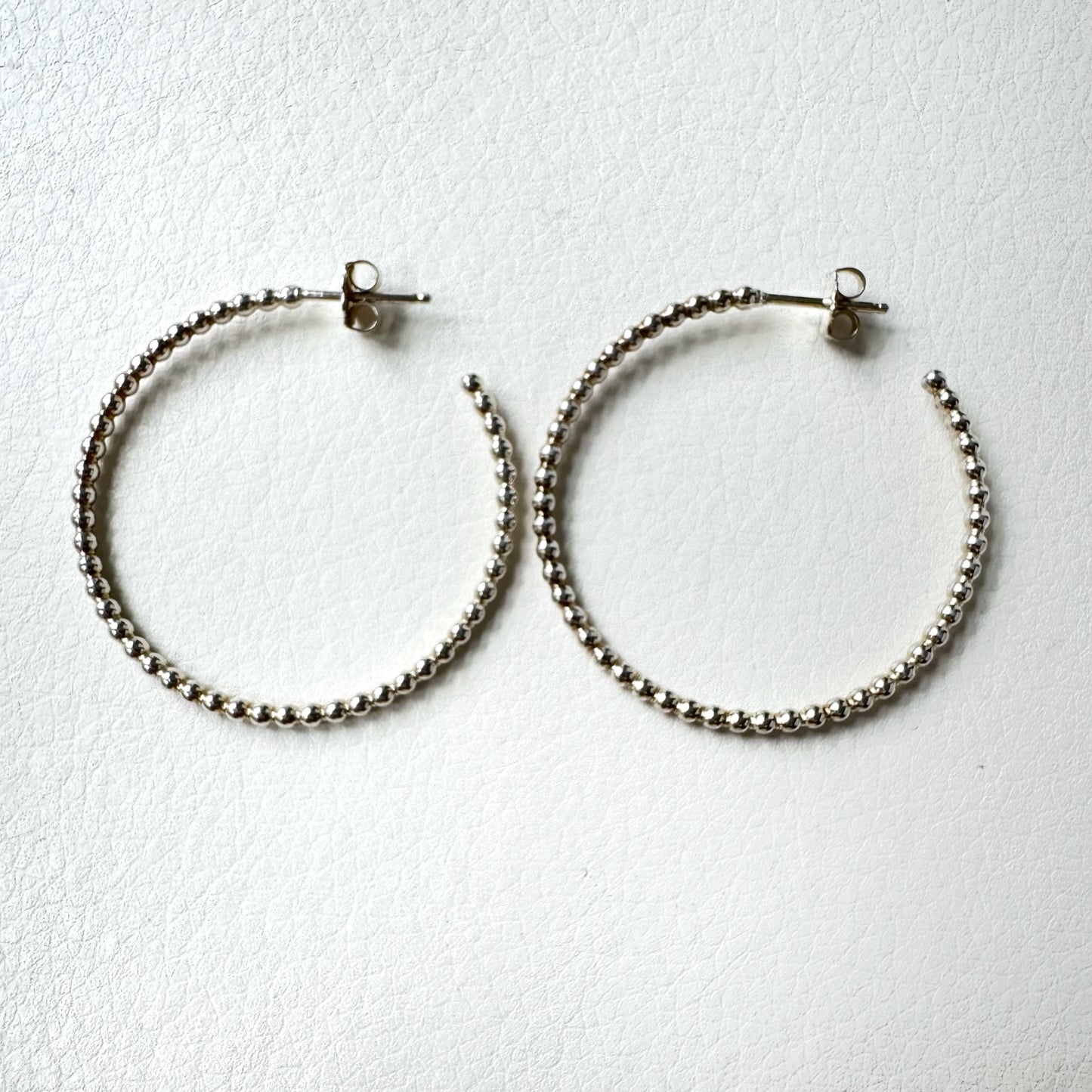 Silver Beaded Hoops