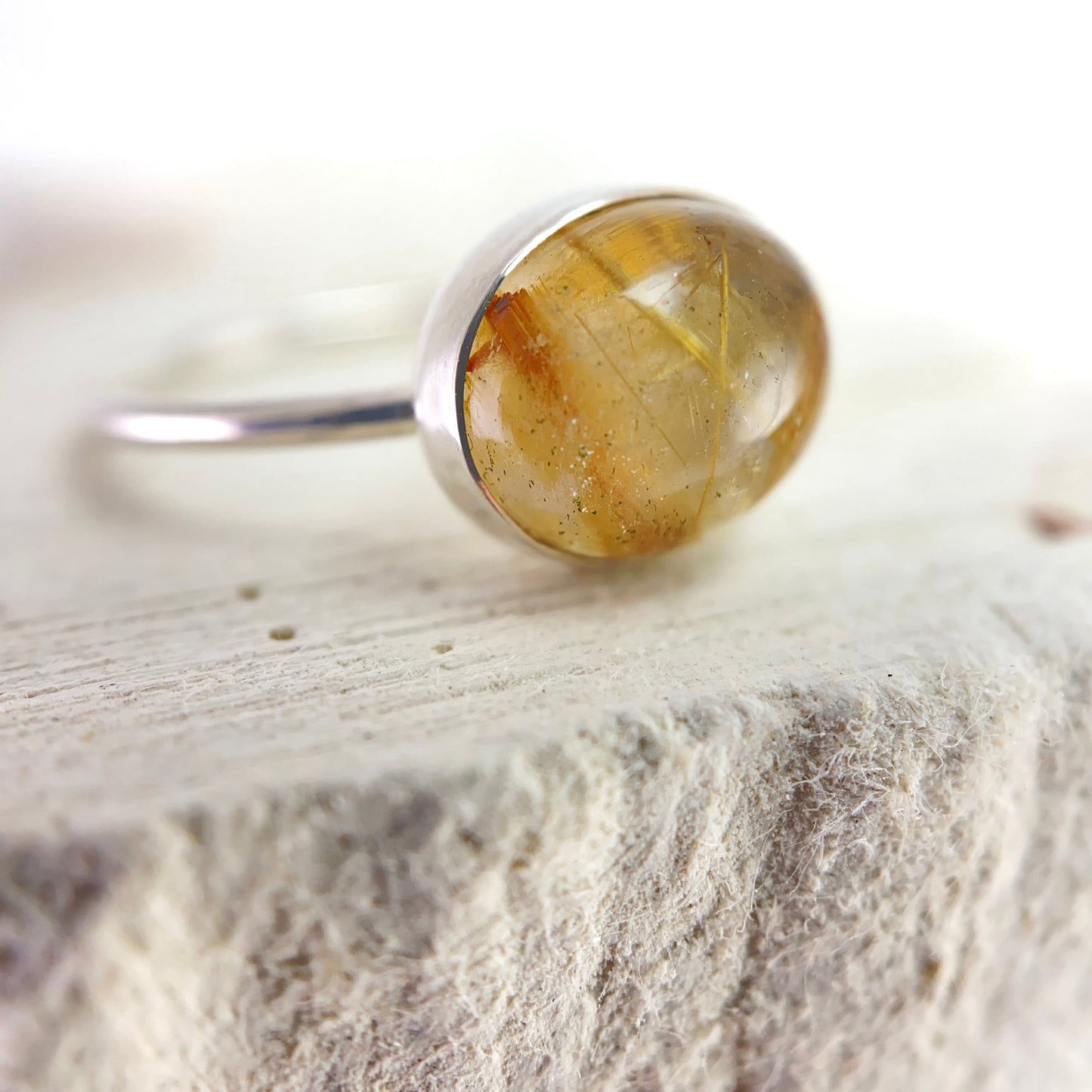 Golden Rutilated Quartz Ring